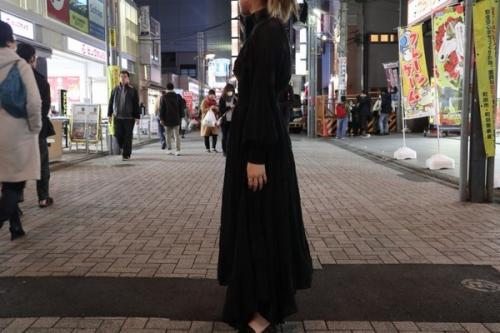 カーサフラインのギャザーデザインハイネック長袖ブラウスワンピース
