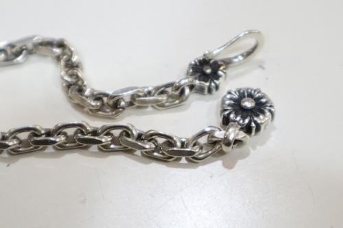 フラワーモチーフチェーンブレスレットのスターリングミディアム