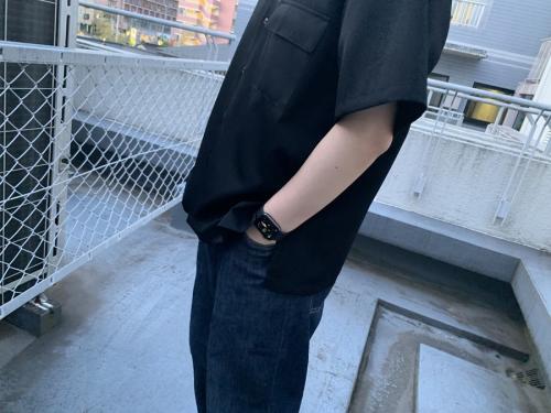 WOOL GABARDINE DOWN PATTERN SS SHIRTのメンズ