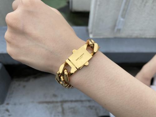 メタルカーブチェーンブレスレットのユニセックス