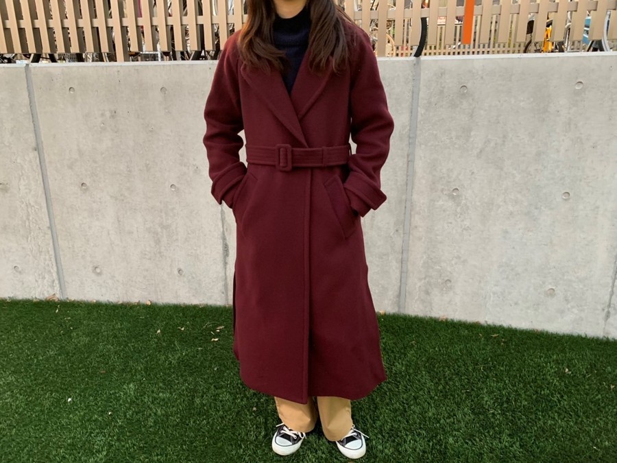 美品 LOVELESS　ドロップコート ベルト マンテコ 芸能人着用 テラコッタ 美品 LOVELESS ドロップコート ベルト マンテコ 芸能人着用