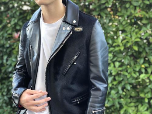 メンズ レザー コラボ Wネーム