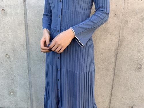 リブニットワンピースのレディース