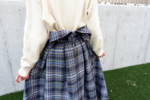 マドラスチェックハイウエストスカートのレディース