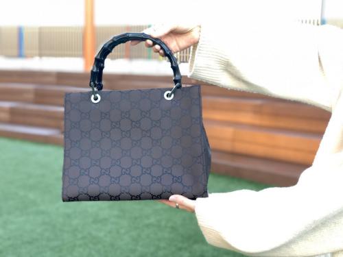 バンブーハンドバッグのレディース ブラウン