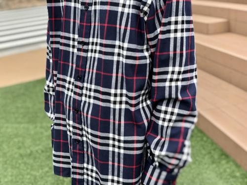 チェックシャツのメンズ  ネイビー