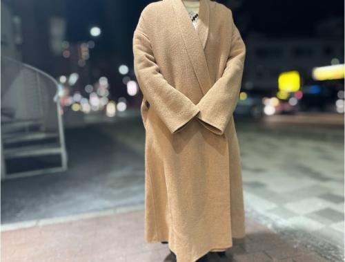ブラミンクのキャメルシャギーガウンコート