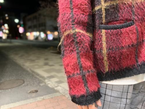 ヤングブリードの60sモヘアカーディガン バッファローチェック