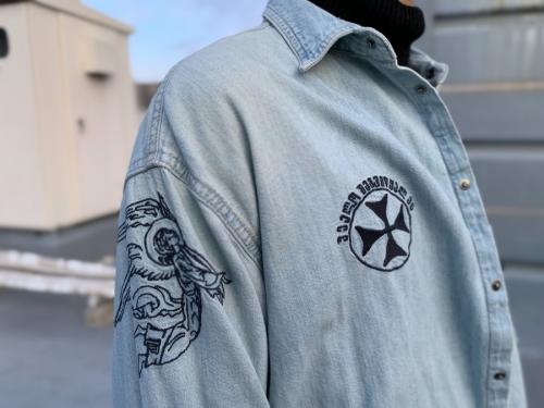 19SS ユニセックスコラボデニムウエスタンシャツのコラボアイテム