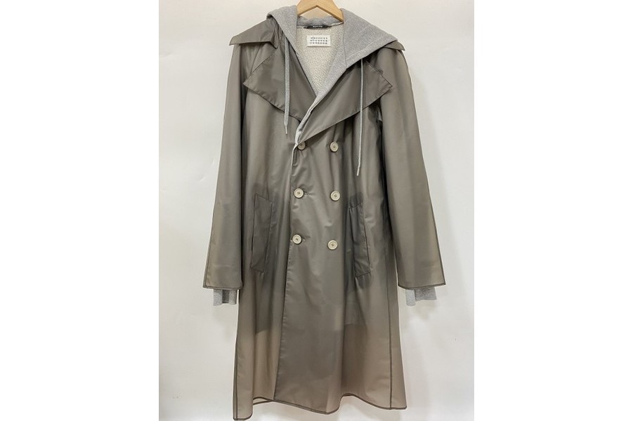 Maison Margiela トレンチコート チェック 塗り グレー 44