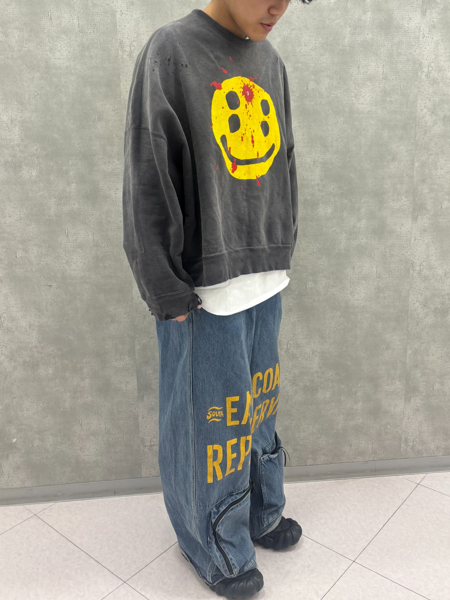 SAINT MICHAEL / セントマイケル】CP CREW SWEAT / SMILE / BLACK 