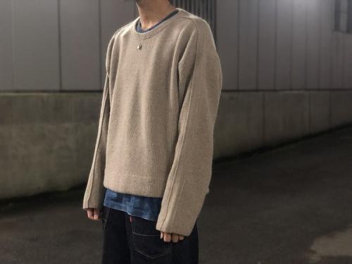 ヨークトウキョウの7ゲージアルパカウールカーディガンリブステッチニット