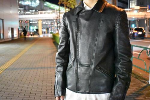 ヨウジヤマモトプールオムのラムスキンダブルライダースジャケット