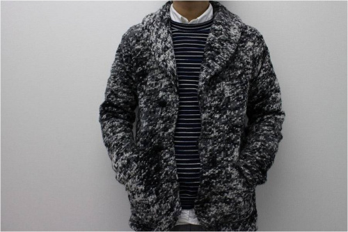 エンジニアードガーメンツのショールカラーニットジャケット