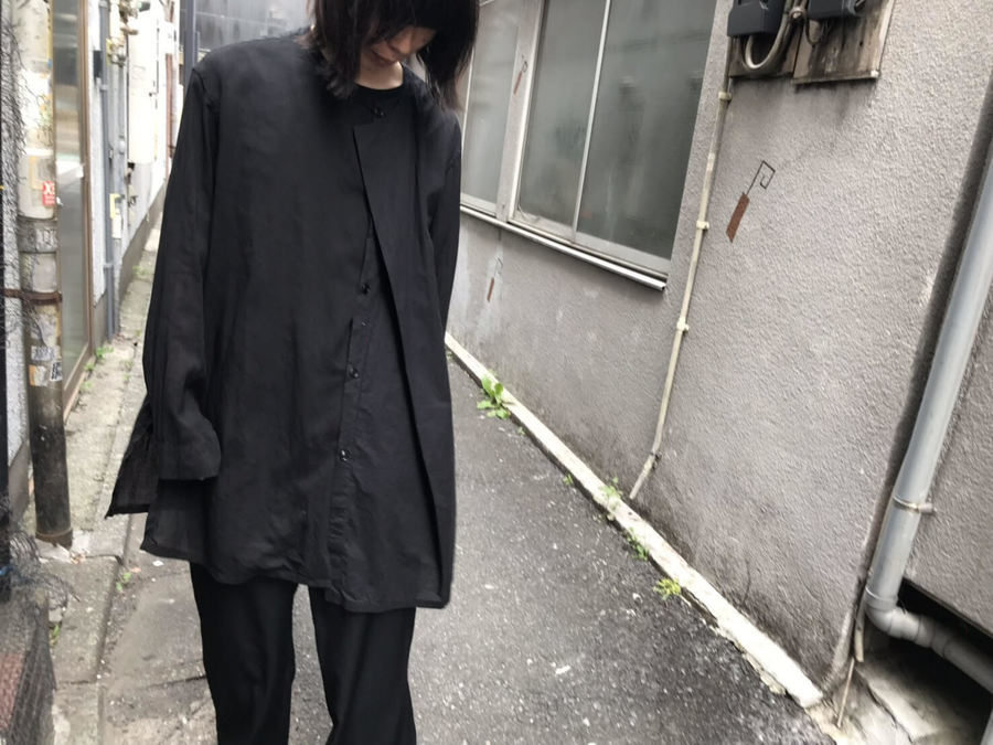 Yohji Yamamoto pour homme ノーカラーシャツ黒 | labiela.com