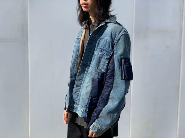 sacai サカイ　2023 ナイロンドッキング デニムジャケット　Gジャン