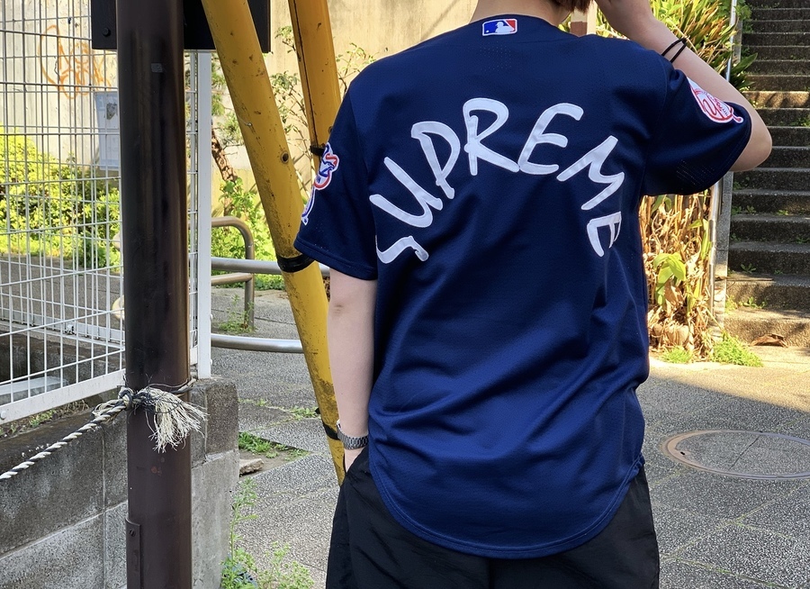 返信ありがとうございましたsupreme ベースボールシャツ ヤンキース　15ss