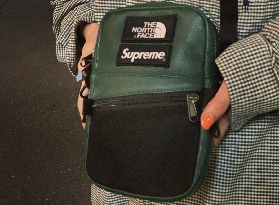 18AW supreme north face leather レザーショルダー