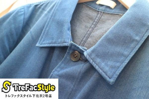 ステンカラーコートのデニムコート