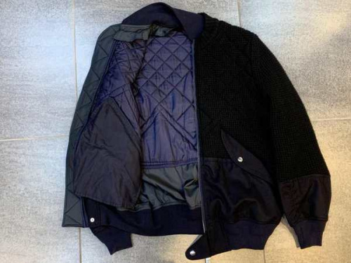 サカイのQuilt Knit/Wool LAYERED BLOUSON