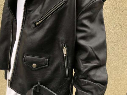 2017　PAINTED BIKER JACKETのライダースジャケット　穴のあいた（聖なる）ジャケット