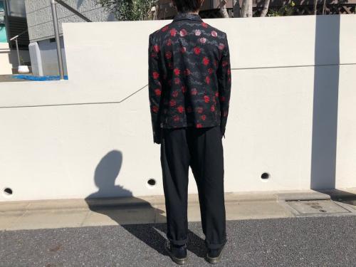 ブラックコムデギャルソンのローズプリントウールジャケット