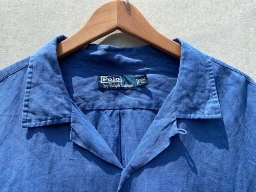 ポロ　バイ　ラルフローレンのヴィンテージリネンオープンカラーシャツ