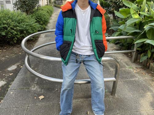 フーデットフロントポケットダウンジャケットのメンズ