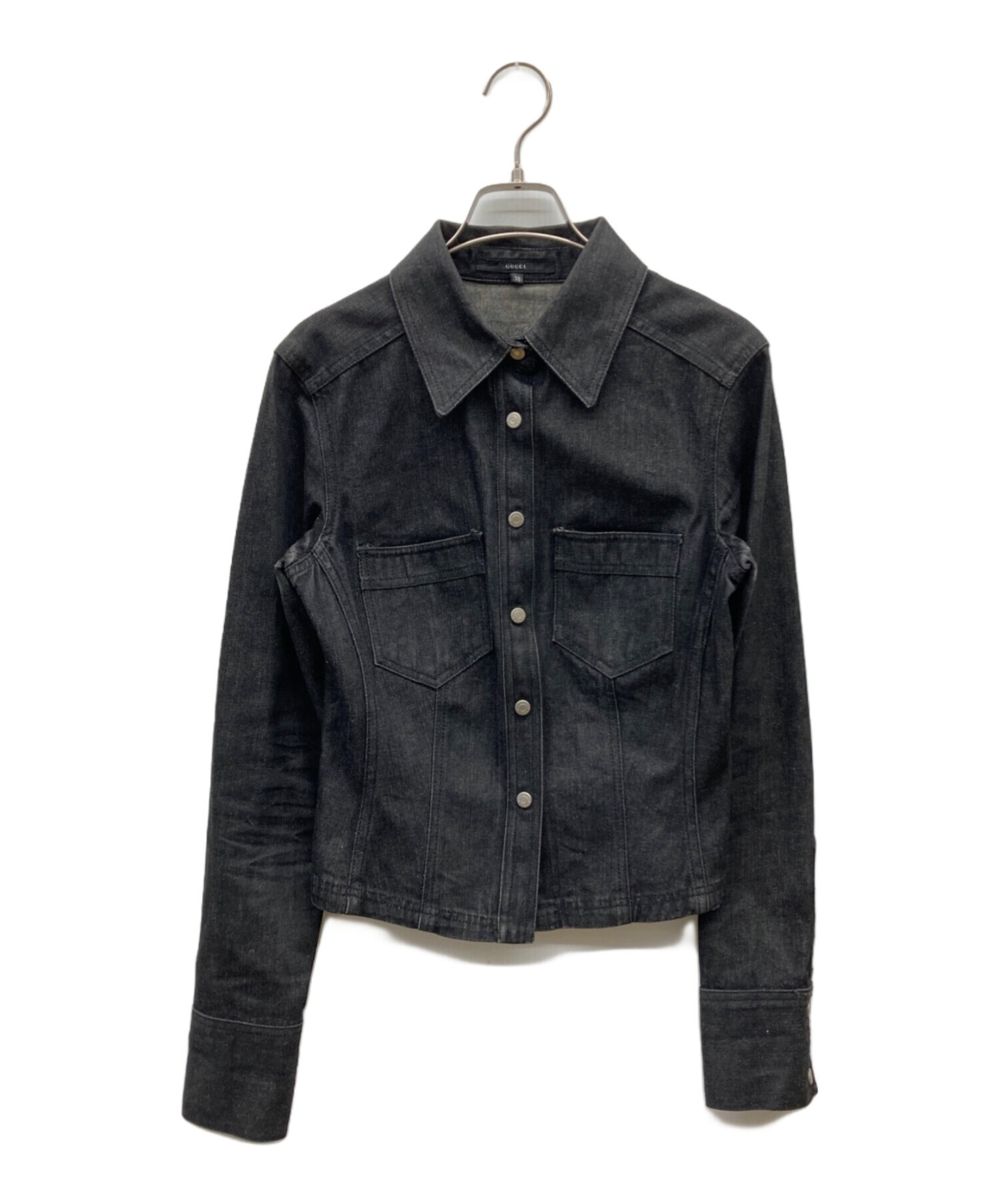 GUCCI デニムジャケット ブラック 44 GUCCI / グッチ】デニムシャツジャケット | 漆黒のデニムが魅せる大人