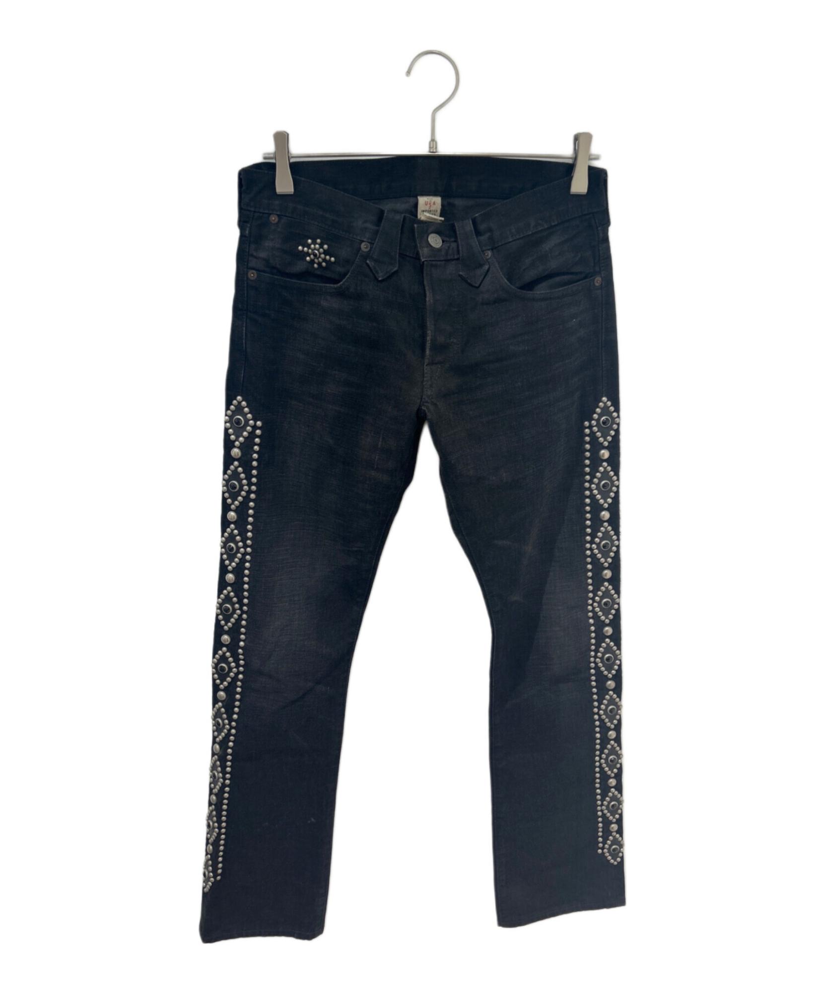 RRL ダブルアールエル スタッズ＆ビーズ装飾 デニムパンツ RRL / ダブルアールエル】スタッズデニムパンツ USA製|武骨なブラック