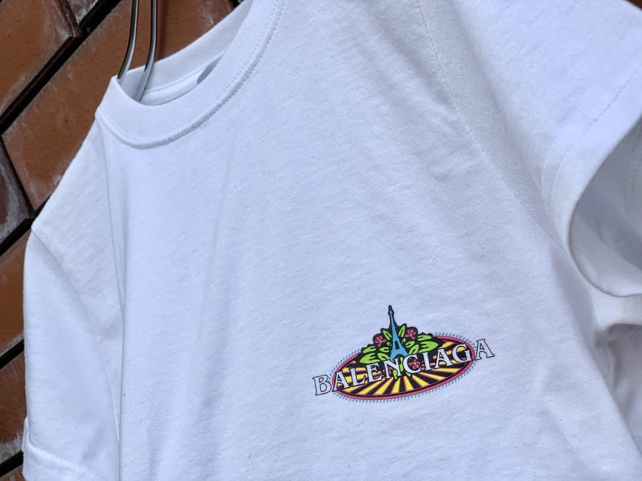 バレンシアガ　BONJOUR tシャツ Balenciaga Bonjour Balenciaga Cotton Crewneck T-Shirt 'Navy