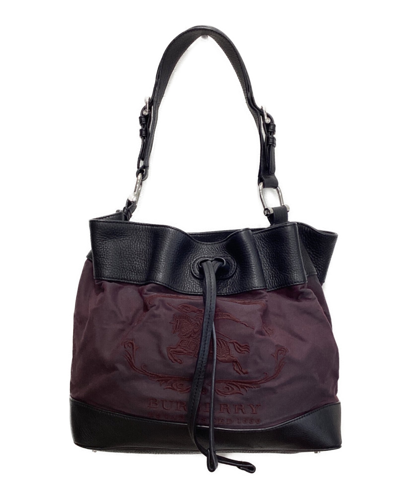 BURBERRY / バーバリー】巾着トートバッグ | シックな黒とパープルが