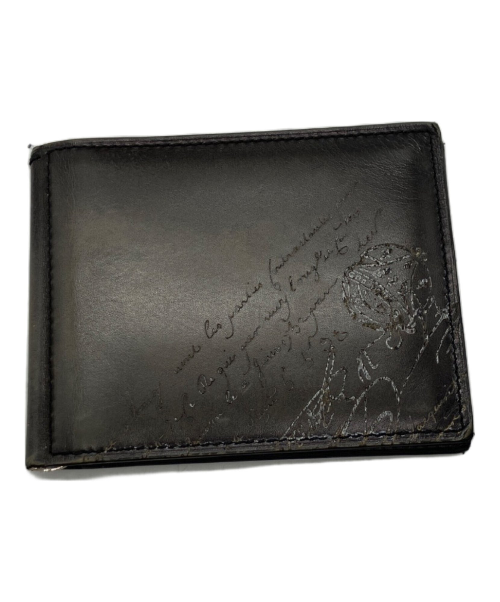 【✨美品✨】ベルルッティ カリグラフィ エベネ マネークリップ Berluti / ベルルッティ】カリグラフィマネークリップ付ウォレット
