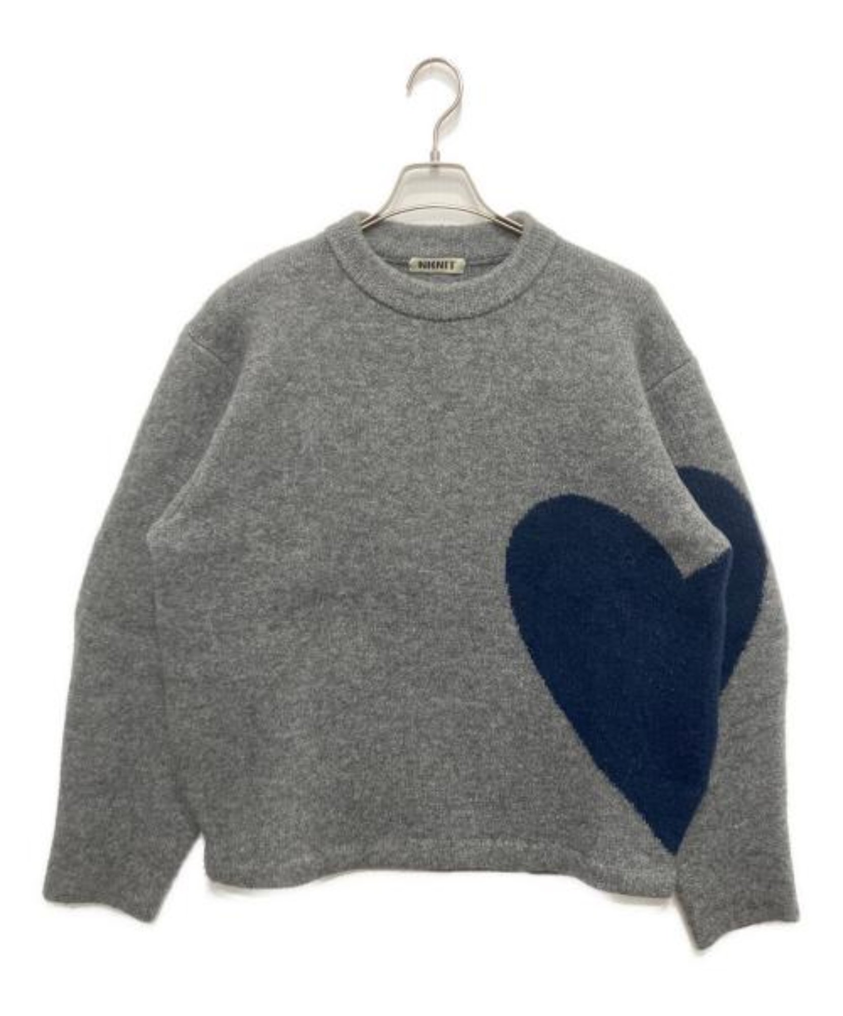 NKNIT ンニット ♡pattern KNIT ハートパターンニット グレー NKNIT / ンニット】ハートパターンニット|キャッチーな柄を大人っぽく