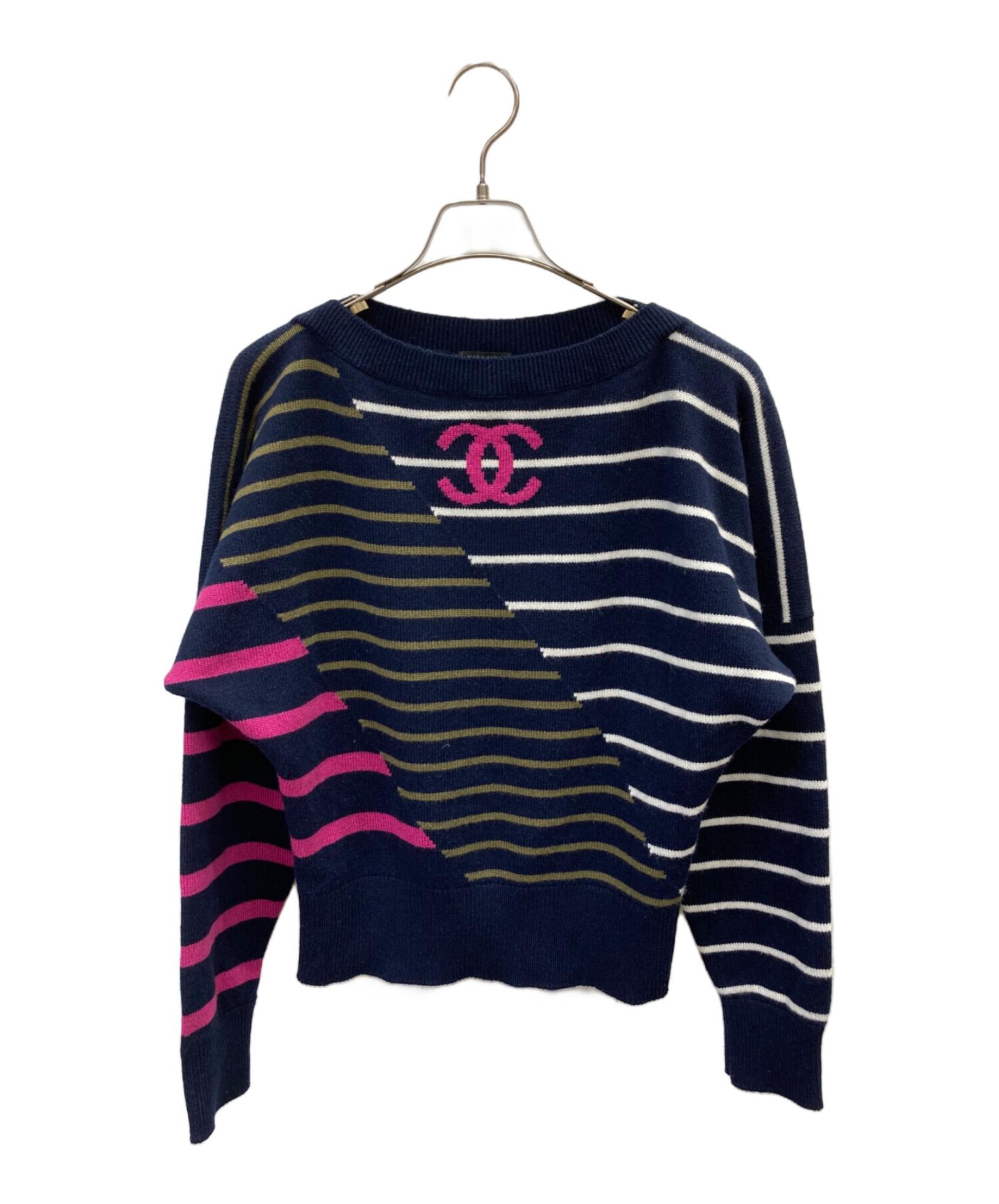 CHANEL / シャネル】カシミヤボーダーニット | ココマークが CHANEL / シャネル】カシミヤボーダーニット | ココマークが
