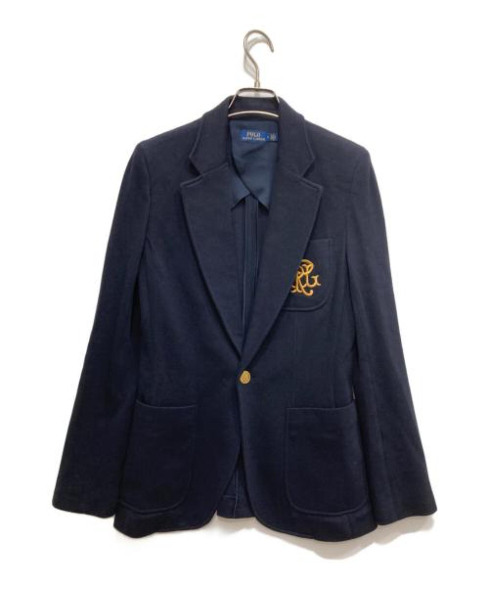 ローレンラルフローレン　近年　コットンブレンドブレザー　　ロゴ金具　ネイビー POLO RALPH LAUREN / ポロ・ラルフローレン】ロゴ刺繍金ボタン紺