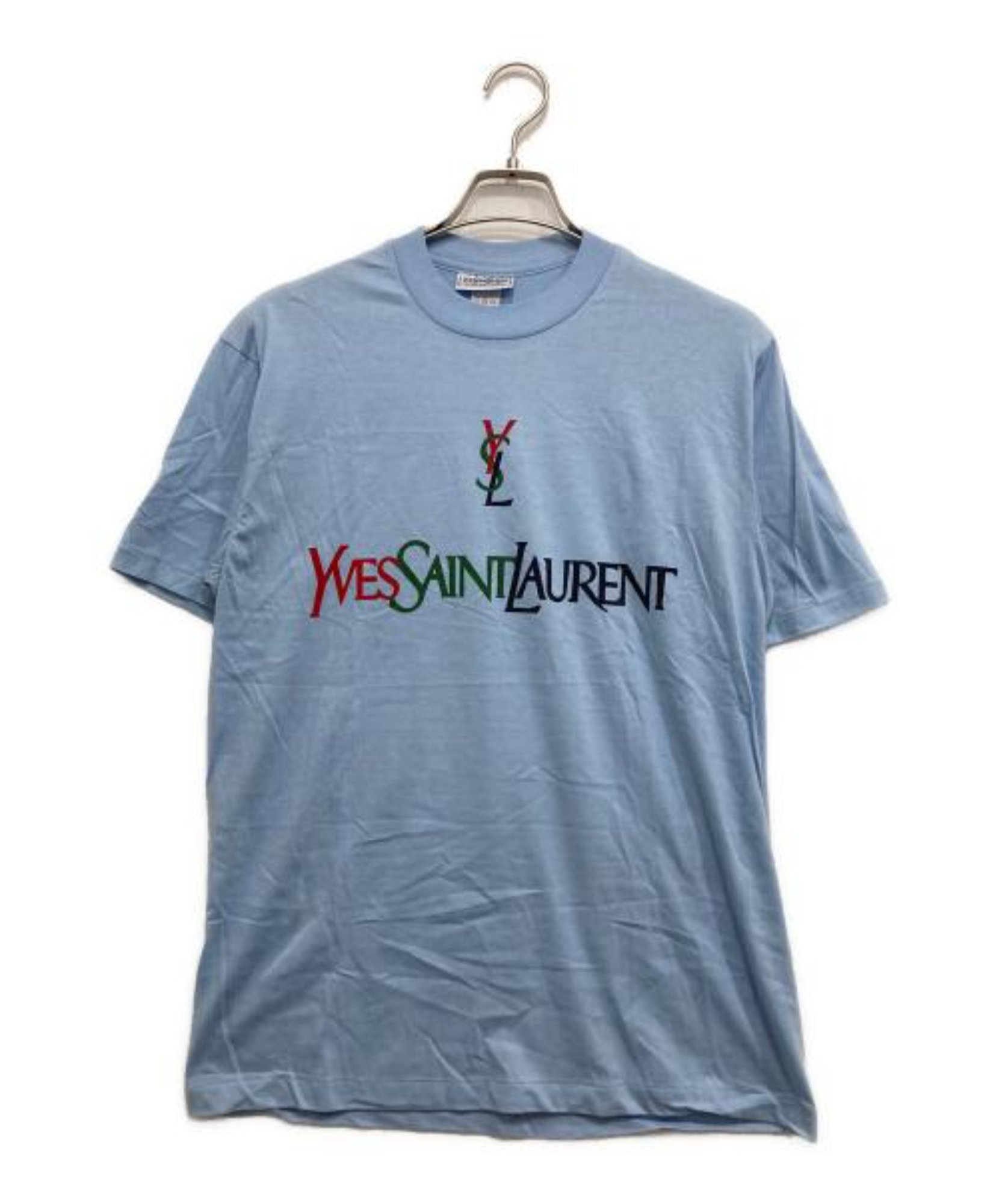 希少　イヴサンローラン　イタリア製Tシャツ　S 水玉　ロゴ Yves Saint Laurent / イヴサンローラン】90'sロゴプリントTシャツ