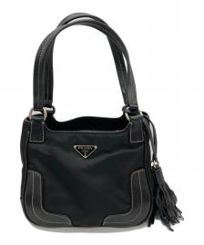 【PRADA / プラダ】レザーナイロンコンビスタッズタッセルハンドバッグ|モードな遊び心が光る異素材ミックスの傑作