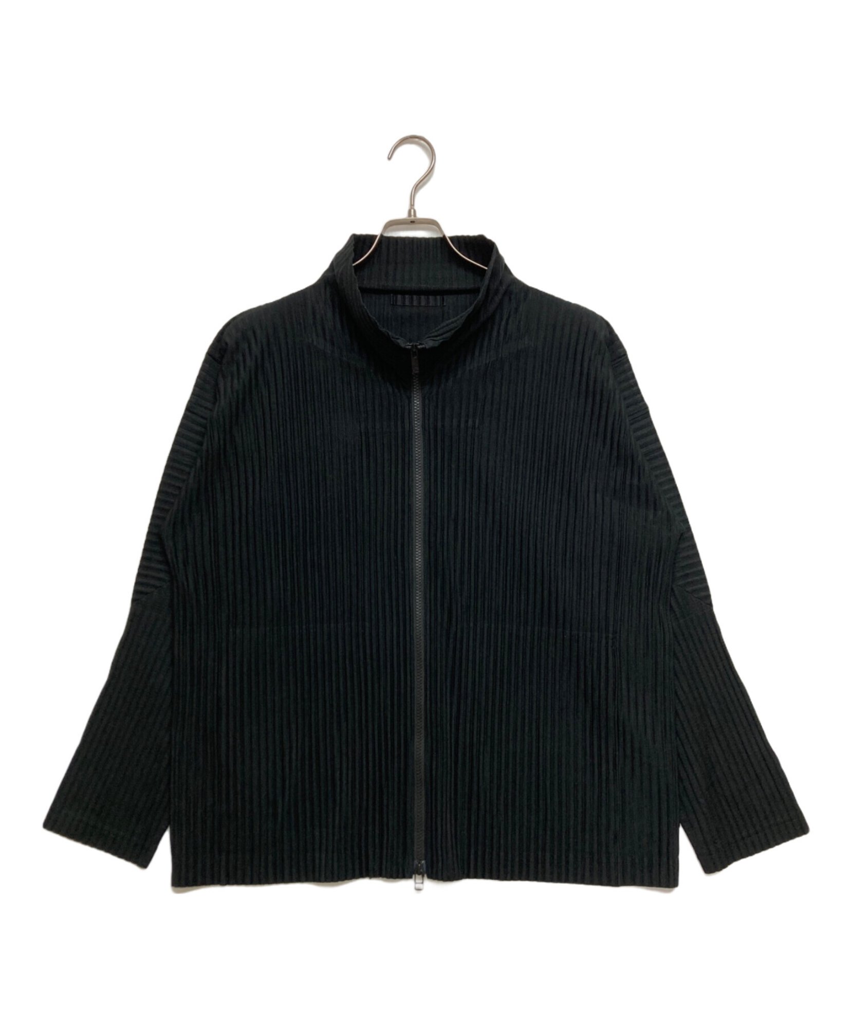 ジップアップブルゾン　オムプリッセイッセイミヤケ　サイズ3 黒　立体構造 HOMME PLISSE ISSEY MIYAKE / オム プリッセ イッセイ ミヤケ】BASICS