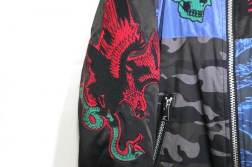 パッチワークボンバージャケットのメンズ