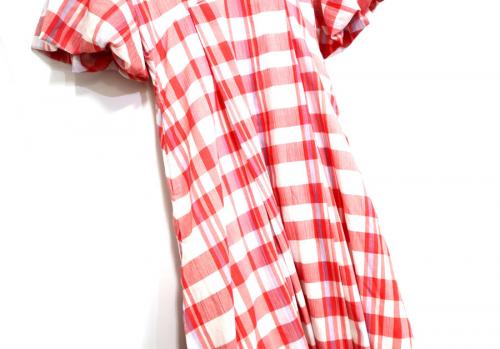 セブン テン バイ ミホ カワヒトのカラーチェックVネックドレス