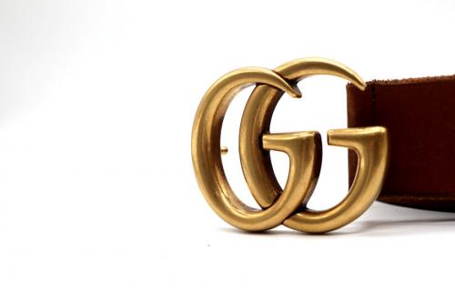 グッチのダブルGバックル付レザーベルト