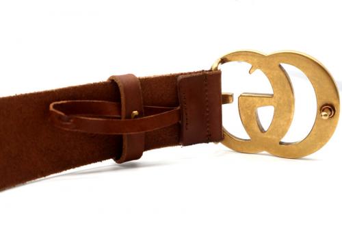 ダブルGバックル付レザーベルトのレディース