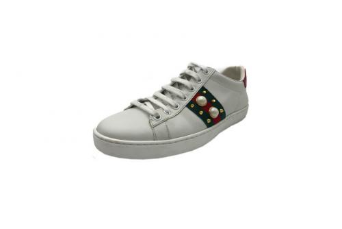 パール付きロートップスニーカーのレディース