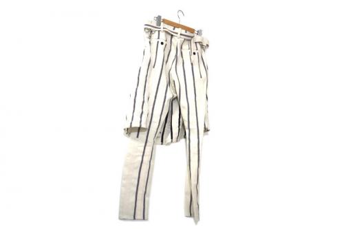 サカイのストライプウールレイヤードパンツ