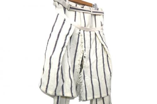 ストライプウールレイヤードパンツのメンズ