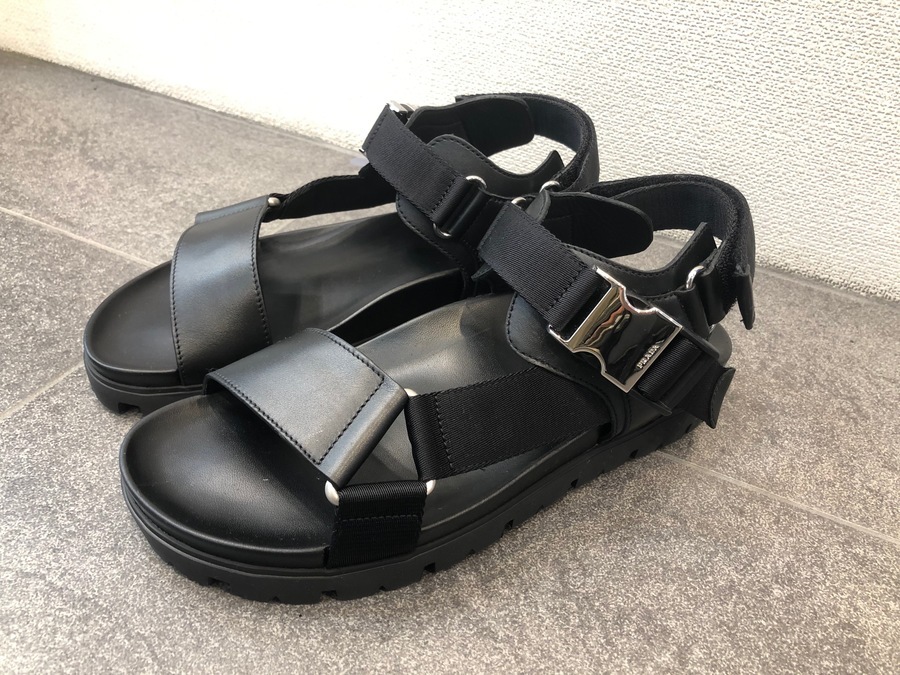 PRADA/プラダ】レザーxテクニカルファブリック サンダル2X3055