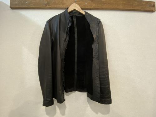 メンズ　jersey leather shirt