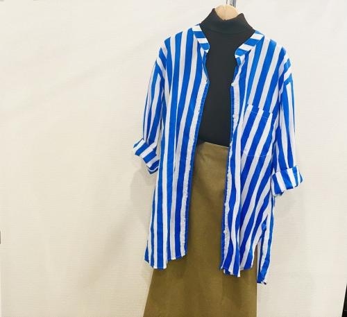 エスゼット ブロックプリントのロングシャツ