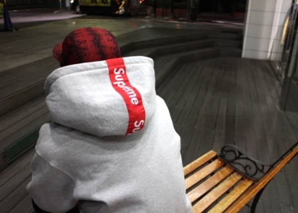 2014aw Supreme Tape Logo Zip Up Hooded L